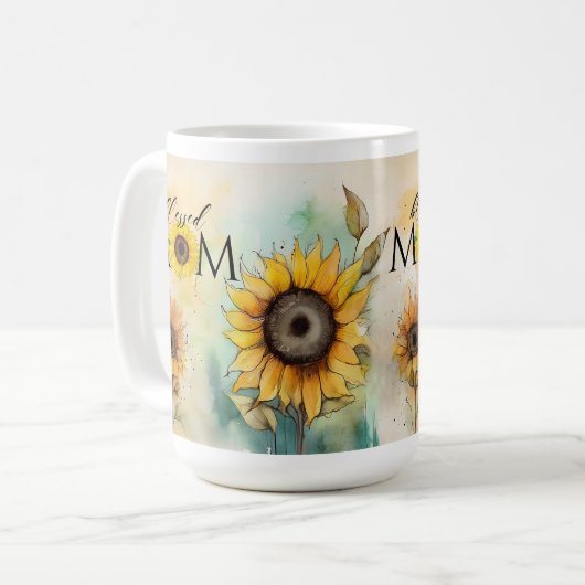 Selige Mama Sonnenblume Tasse Geschenk Mutter Mama (Vorderseite Links)
