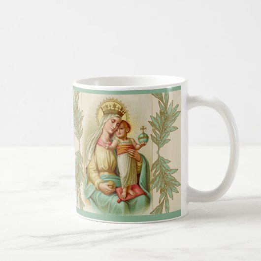 Selige Mutter, die das Kind Jesus Globe hält Kaffeetasse (Rechts)