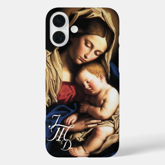 Selige Mutter und Christkind Mit Monogramm Case-Mate iPhone Hülle (Rückseite)