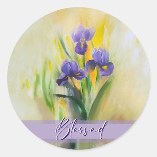 Seligen Iris Runder Aufkleber (Vorderseite)