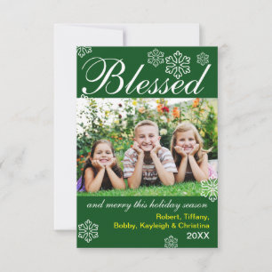 Seligen & Merry Green Snowflakes-3x5Christmas Card Einladung