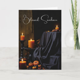 Seligen Samhain Halloween Pumpkandeln Karte
