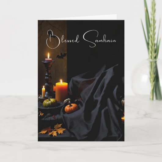 Seligen Samhain Halloween Pumpkandeln Karte (Vorderseite)