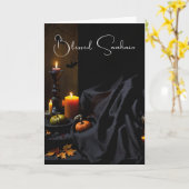 Seligen Samhain Halloween Pumpkandeln Karte (Gelbe Blume)