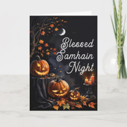 Seligen Samhain Night Halloween Pumpkins Fall Karte