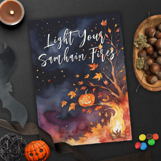 Seligen Samhain Night Halloween Pumpkins Fall Karte