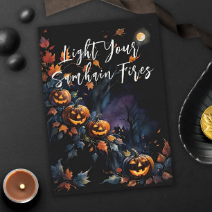 Seligen Samhain Night Halloween Pumpkins Fall Karte