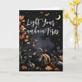 Seligen Samhain Night Halloween Pumpkins Fall Karte (Gelbe Blume)