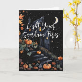 Seligen Samhain Night Halloween Pumpkins Fall Karte (Gelbe Blume)