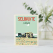 Selinunte, griechische Ruinen Illustration Sizilie Postkarte (Stehend Vorderseite)