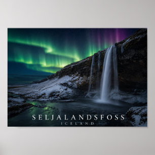 Seljalandsfoss Wasserfall Island A4 Poster