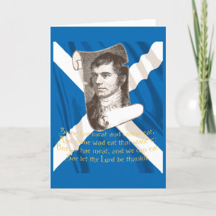 Selkirk Grace Burns Night Zitat und Saltire Feiertagskarte
