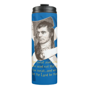 Selkirk Grace Burns Night Zitat und Saltire Thermosbecher