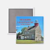 Selkirk Lighthouse, New York Square Magnet (Vorderseite/Rückseite)