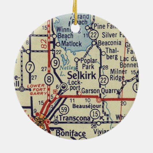 Selkirk Manitoba Vintage Karte Keramik Ornament (Hinten)