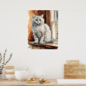 Selkirk rex Cat - Katze Kunst drucken Poster (Küche)