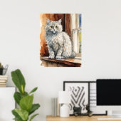 Selkirk rex Cat - Katze Kunst drucken Poster (Heimbüro)