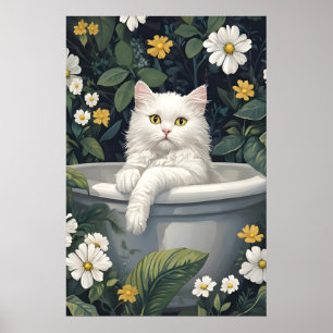 Selkirk Rex in der Badewanne Poster, Lustiges Katz Poster