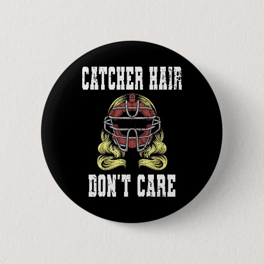 Sell Catcher Women Softll Catcher Hair Don't Care  Button (Vorderseite)