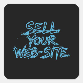 Sell Your Website Blue Distressed Typography Quadratischer Aufkleber