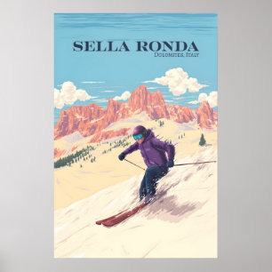 Sella Ronda Italien Skigebiet Reiseplakat Poster