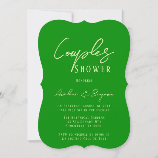 Sellerie und Forest Green Typografy Couples Dusche Einladung (Vorderseite)