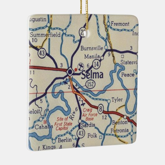 Selma AL Vintag Map Keramikornament (Rechts)