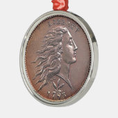 Selten Early American Penny Ornament Aus Metall (Links)