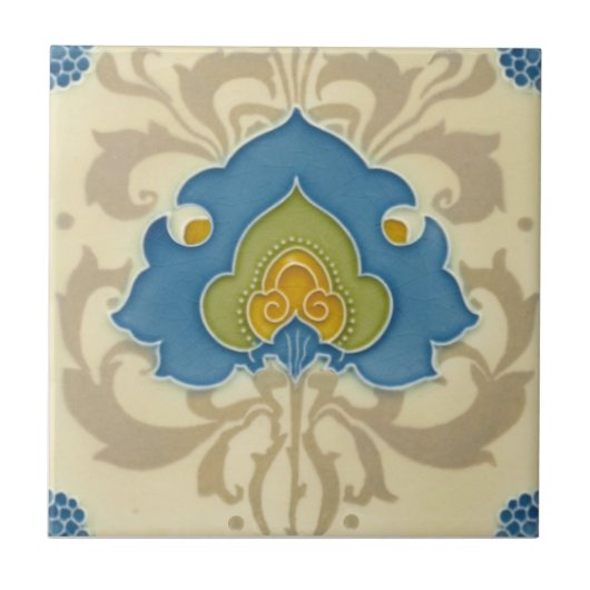 Selten Minton Art Nouveau Print+Relief Antiquitäte Fliese (Vorderseite)