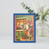 Selten Vintager Weihnachtsmann, blaues Coat, Red H Postkarte (Stehend Vorderseite)