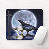 Selten White Ravens & Moon Fantasy Kunst, Dichtung Mousepad (Mit Mouse)