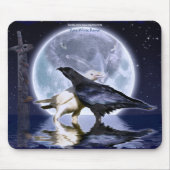 Selten White Ravens & Moon Fantasy Kunst, Dichtung Mousepad (Vorne)