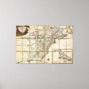 SELTENE 1779 Colonial-Amerika-Karte durch Rene Leinwanddruck