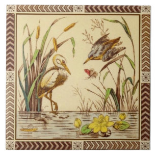 Seltene ästhetische Natur Teich Life 1880s Tile Re Fliese