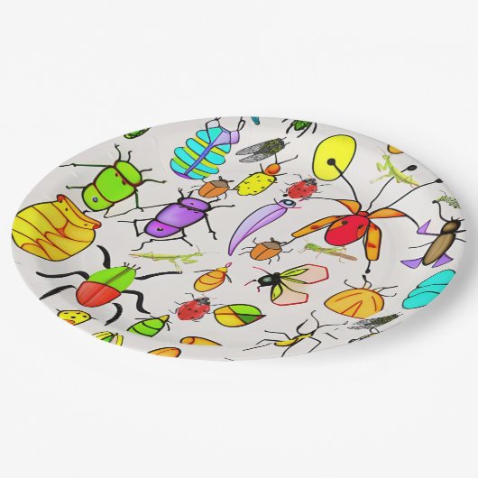 Seltene Bugs und Insekten Pappteller (Schrägansicht)