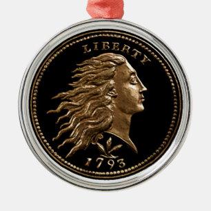 Seltene Early American Penny Metal Ornament Aus Metall