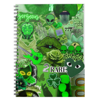 Seltene Energie Grün Collage – Alien-Ästhetik & St Notizblock