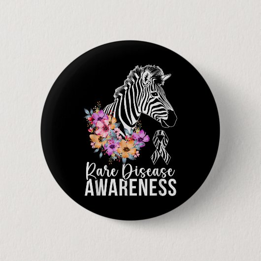 Seltene Krankheiten Bewusstsein Zebra Seltene Kran Button (Vorderseite)
