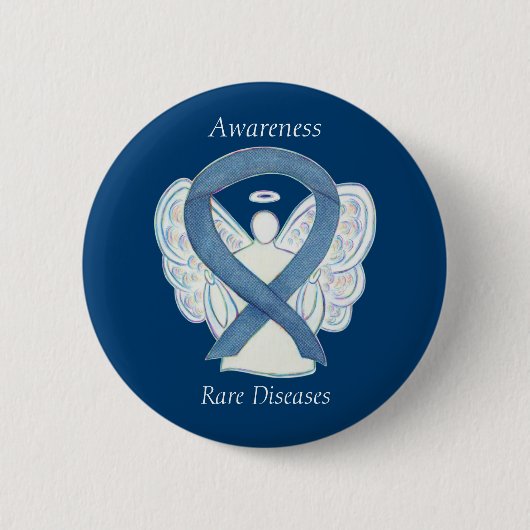 Seltene Krankheiten Denim Awareness Angel Ribbon B Button (Vorderseite)