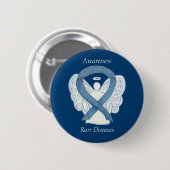 Seltene Krankheiten Denim Awareness Angel Ribbon B Button (Vorne & Hinten)