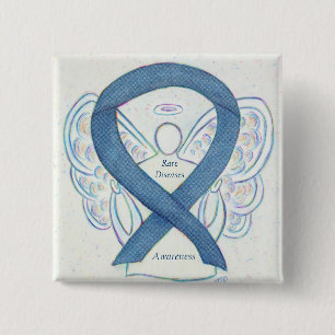 Seltene Krankheiten Denim Awareness Angel Ribbon B Button
