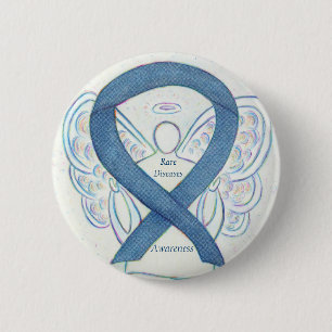 Seltene Krankheiten Denim Awareness Angel Ribbon B Button
