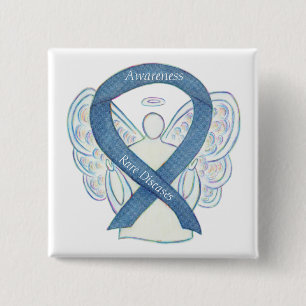 Seltene Krankheiten Denim Awareness Angel Ribbon B Button