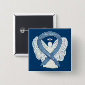 Seltene Krankheiten Denim Awareness Angel Ribbon B Button (Vorne & Hinten)