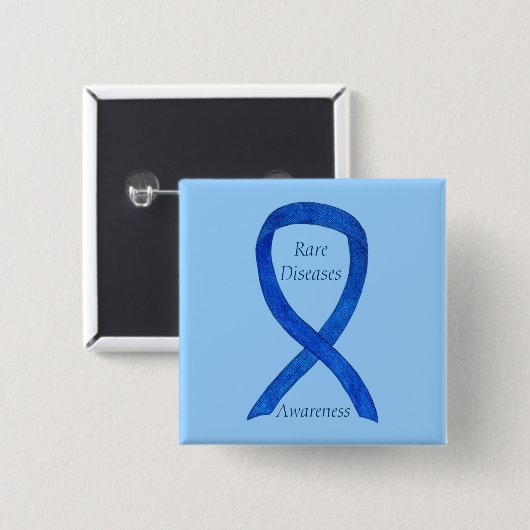 Seltene Krankheiten Denim Awareness Custom Ribbon Button (Vorne & Hinten)