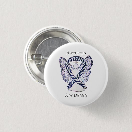 Seltene Krankheiten Sensibilisierung Angel Ribbon  Button (Vorne & Hinten)