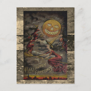 Seltene lustige Vintage-Halloween-Illustration Postkarte