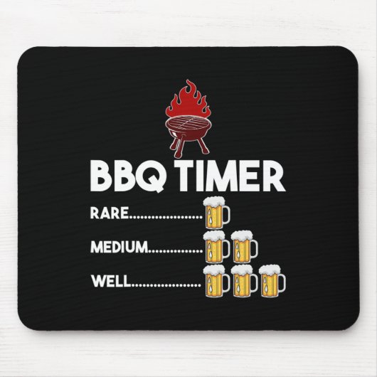 Seltene Medium Gut Lustige BBQ-Timer-Bier-Geschenk Mousepad (Vorne)