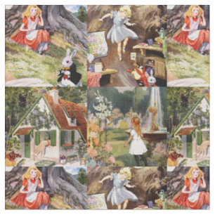 Seltene Vintage Alice im Wunderland Zeichnend Stoff