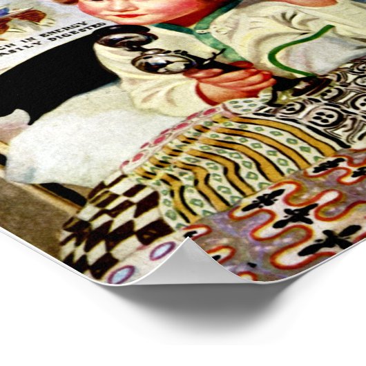 Seltene Vintage Weißcreme Poster (Ecke)